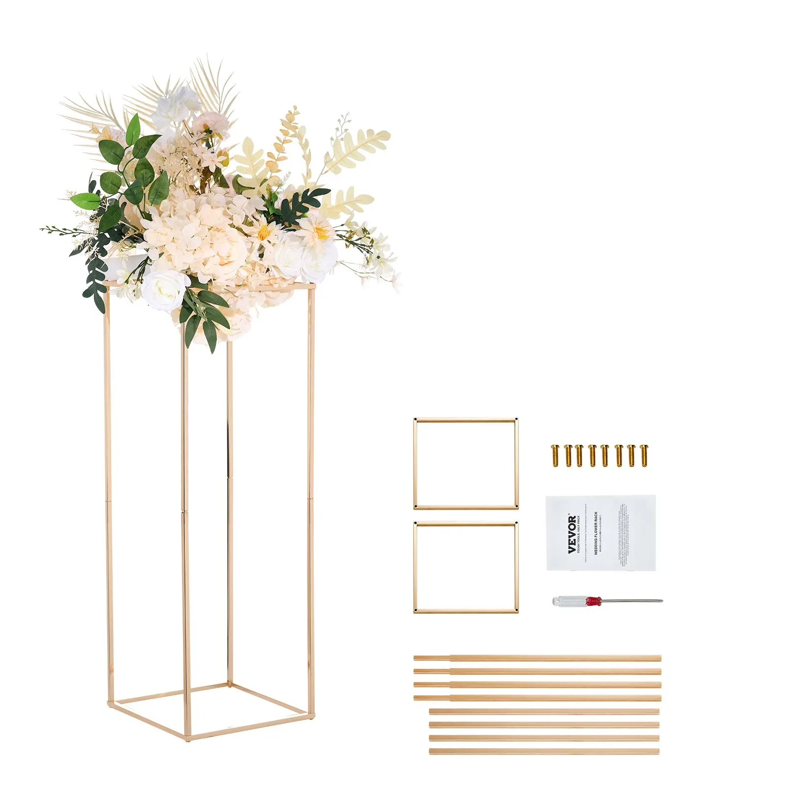Стойка-за-сватбени-цветя-Flower-Stand-2-броя-80-см-височина-Метална-колона-златен-цвят